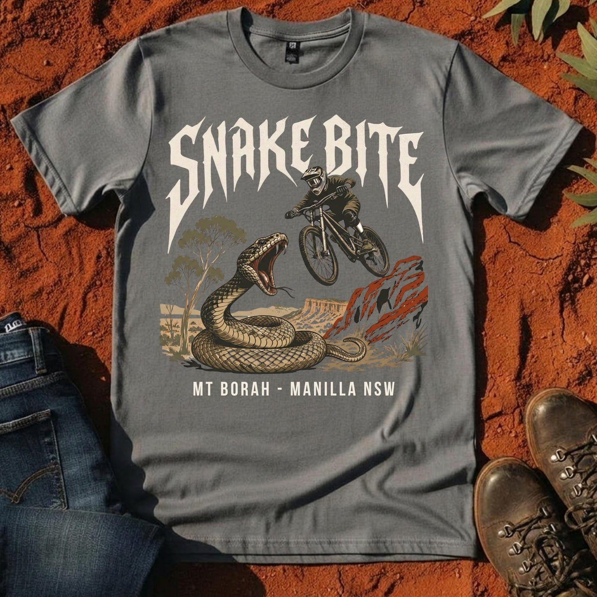 Snake Bite Tee in Gravel — Namoi Range
