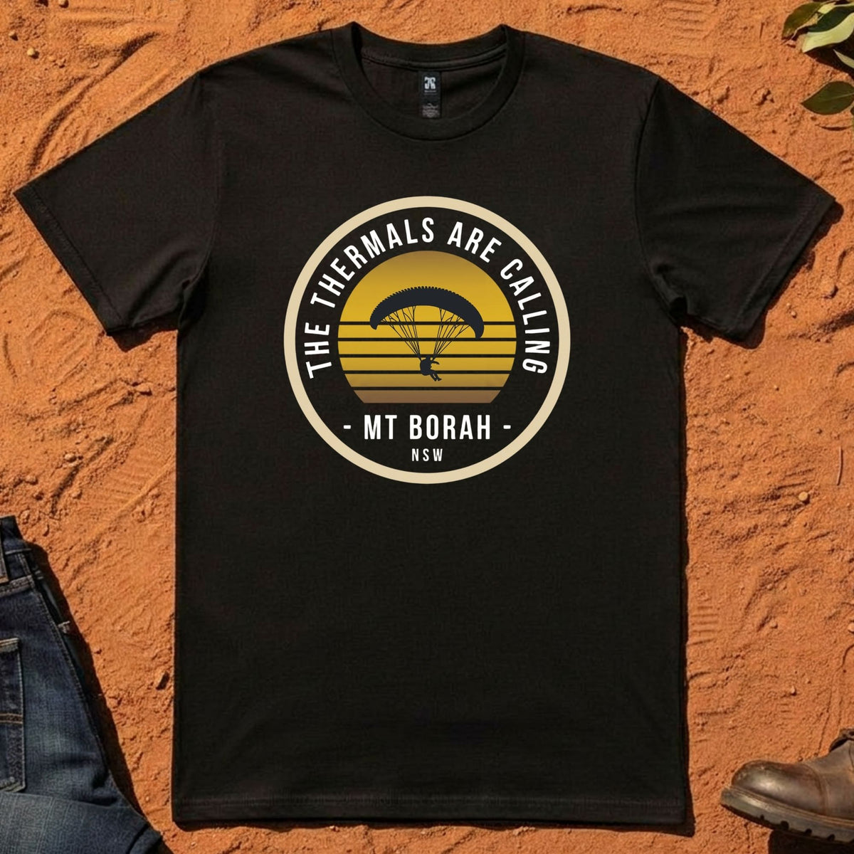 The Thermals Are Calling Tee in Black — Mt Borah Namoi Range