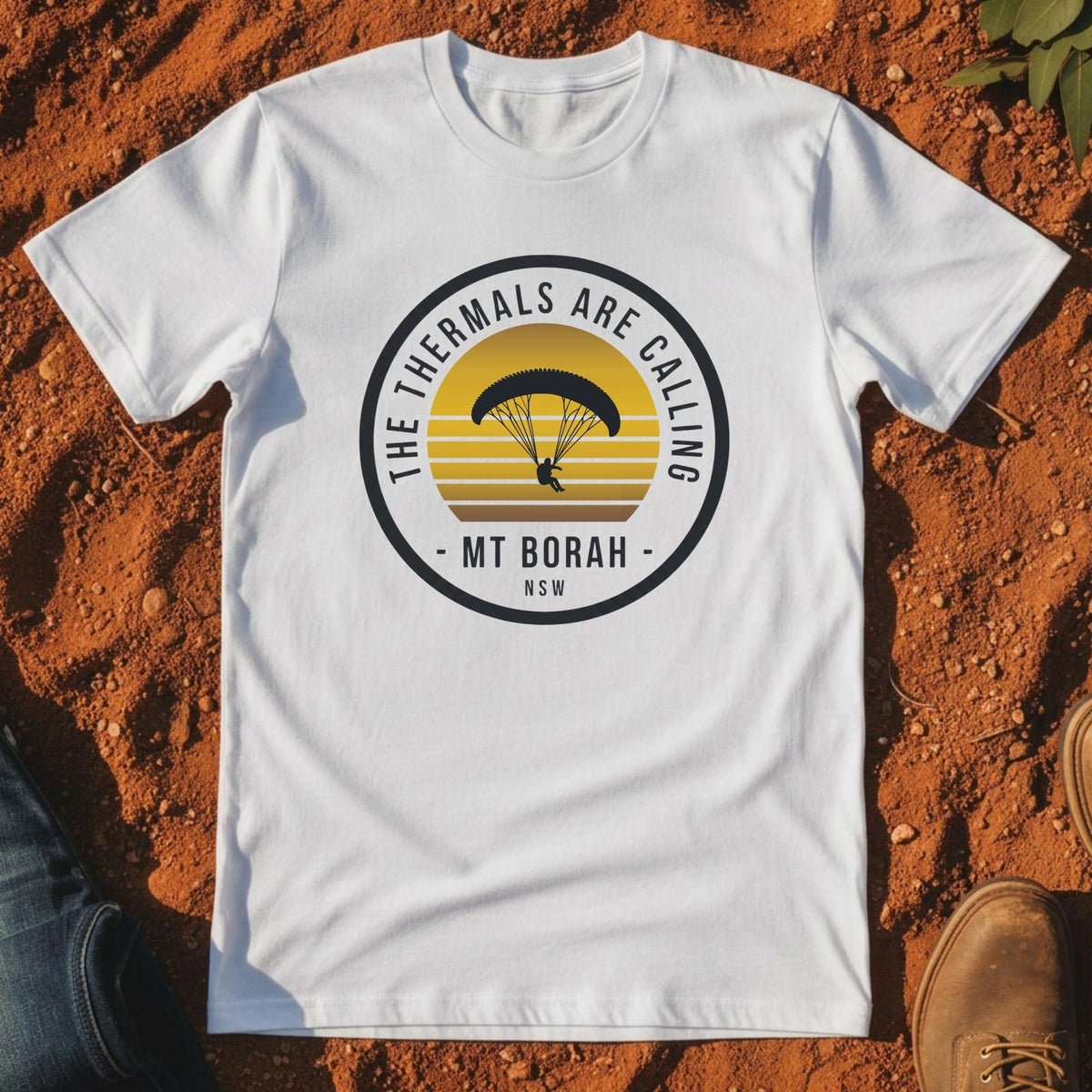 The Thermals Are Calling Tee in White — Mt Borah Namoi Range