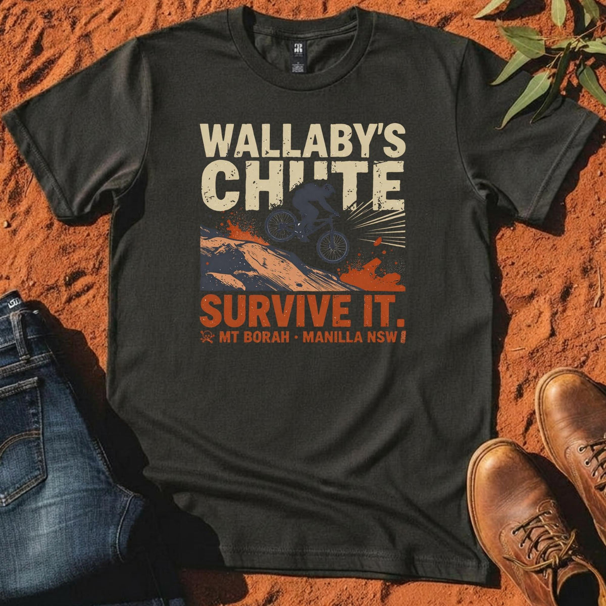 Wallaby's Chute Survive It Tee in Coal — Namoi Range