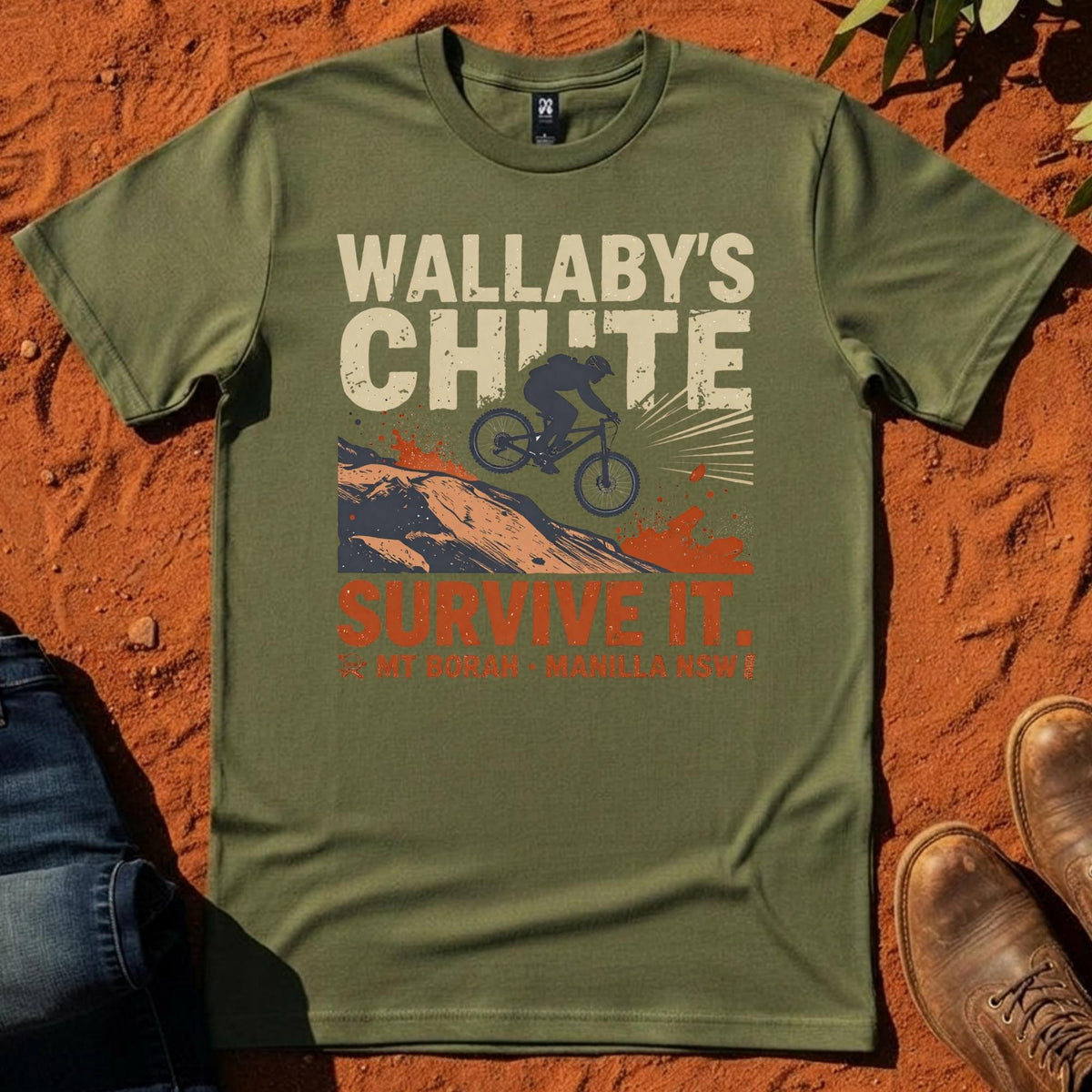 Wallaby's Chute Survive It Tee in Cypress — Namoi Range