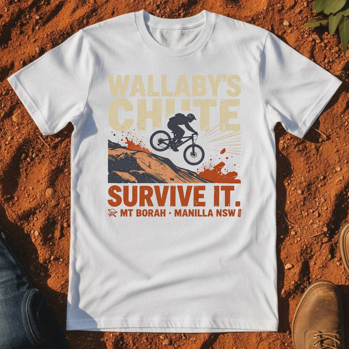 Wallaby's Chute Survive It Tee in White — Namoi Range