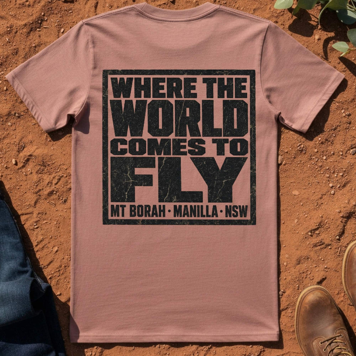 Where the World Comes to Fly Back Tee in Hazy Pink — Namoi Range