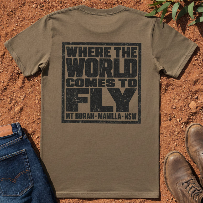 Where the World Comes to Fly Back Tee in Walnut — Namoi Range