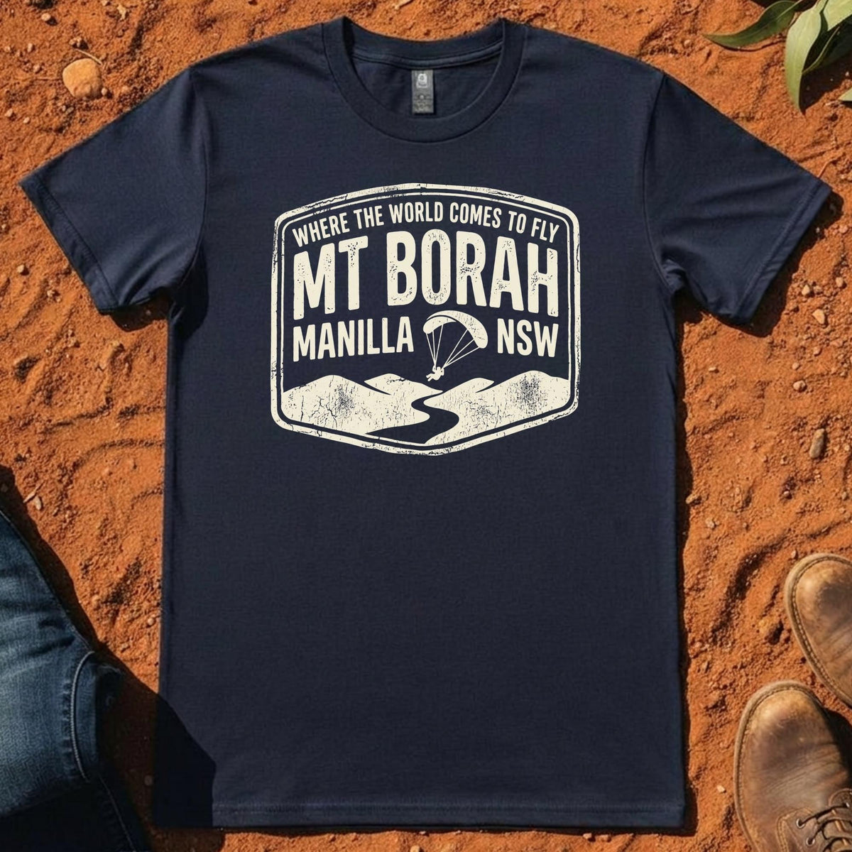 Where the World Comes to Fly Tee in Midnight Blue — Namoi Range