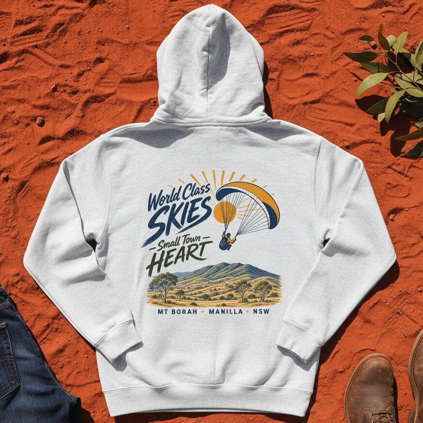 World Class Skies Small Town Heart Hoodie in White Marle — Namoi Range